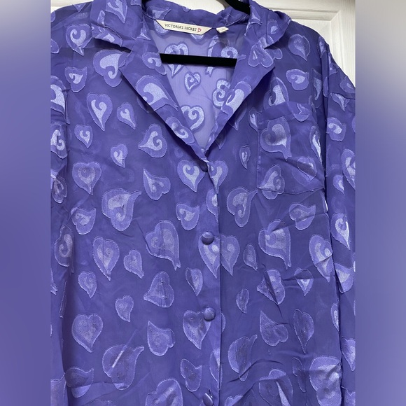 Vintage Victoria’s Secret purple heart, sheer, long sleeve top and shorts Y2K - Picture 2 of 9